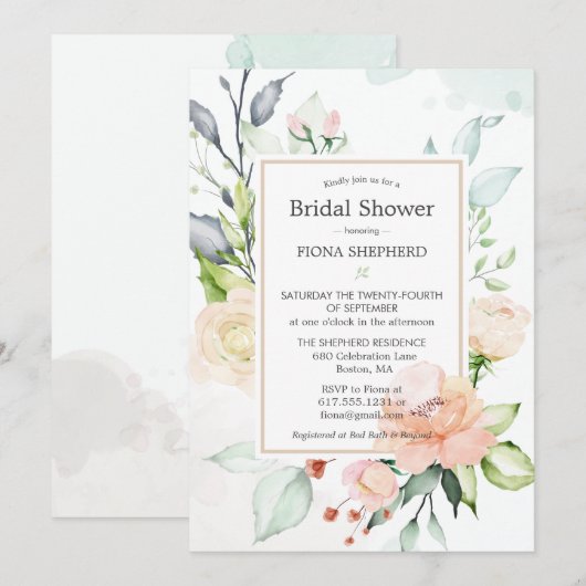 Midzomer Elegant Waterverf Floral Vrijgezellenfees Kaart (Voorkant / Achterkant)