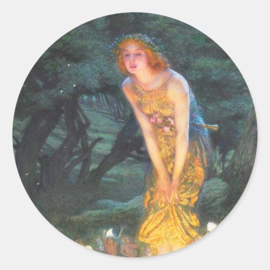 Midzomer Eve (1908) door Edward Robert Hughes Ronde Sticker (Voorkant)