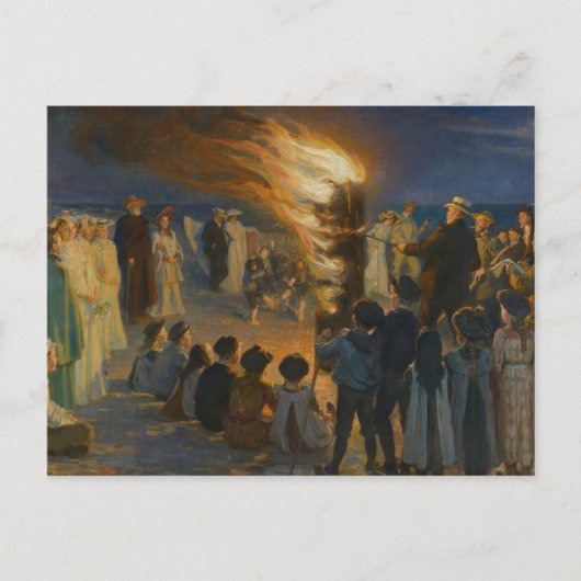 Midzomer Eve Bonfire op Skagen Beach, P.S.Krøyer Briefkaart (Voorkant)