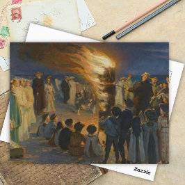 Midzomer Eve Bonfire op Skagen Beach, P.S.Krøyer Briefkaart