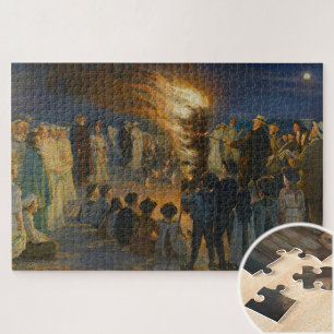 Midzomer Eve Bonfire op Skagen Beach, P.S.Krøyer Legpuzzel