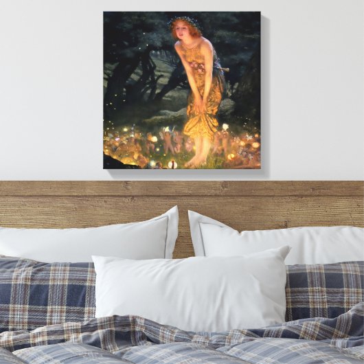 "Midzomer Eve" door Edward Robert Hughes Canvas Afdruk (Insitu (Slaapkamer))