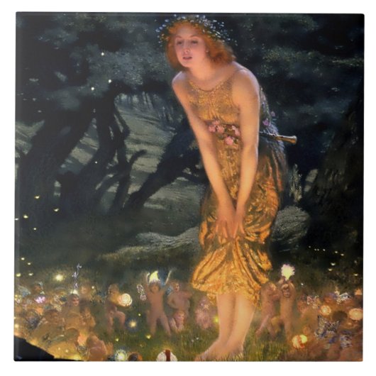 "Midzomer Eve" door Edward Robert Hughes Tegeltje (Voorkant)