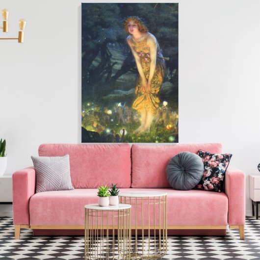 Midzomer Eve Pre-Raphaelite Art Canvas Print (Insitu (Woonkamer))
