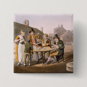 Midzomer Eve uit het graf "Costume of Yorkshire" Vierkante Button 5,1 Cm