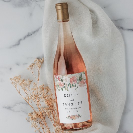 Midzomer Floral | Aangepaste bruiloft Wijn Etiket