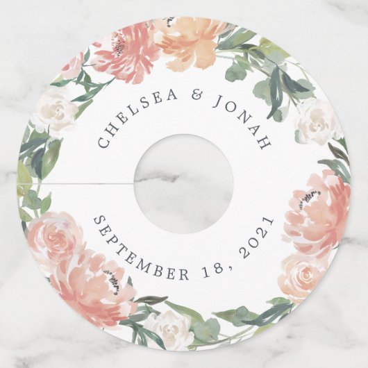 Midzomer Floral | Aangepaste bruiloft Wijnglaslabel (Voorkant)