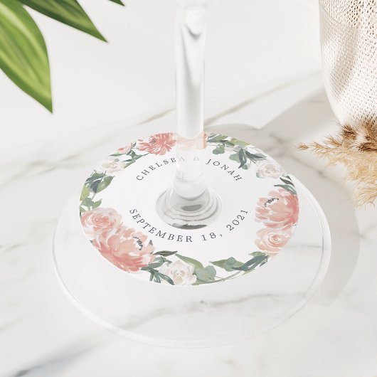 Midzomer Floral | Aangepaste bruiloft Wijnglaslabel