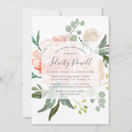 Midzomer Floral Baby shower Kaart (Voorkant)