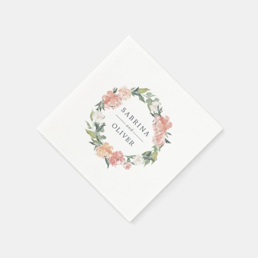 Midzomer Floral | Botanisch gepersonaliseerd huwel Servet (Hoek)