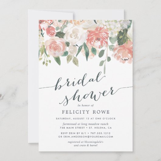 Midzomer Floral | Bridal Shower-uitnodiging Kaart (Voorkant)