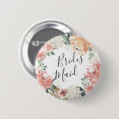 Midzomer Floral Bridesmaid Ronde Button 5,7 Cm (Voorkant /achterkant)