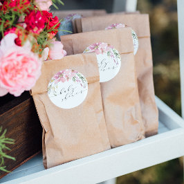 Midzomer Floral Elegant Calligraphy Baby shower Ronde Sticker