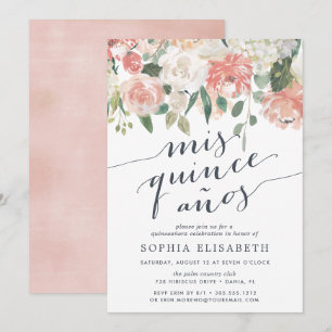 Midzomer Floral Elegant Waterverf Quinceanera Kaart