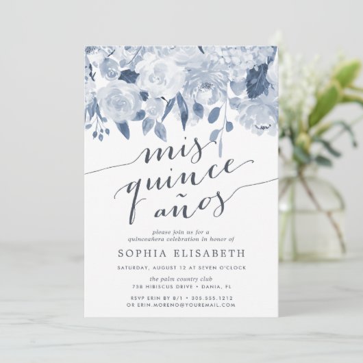 Midzomer Floral | Elegant Waterverf Quinceanera Kaart (Staand voorkant)