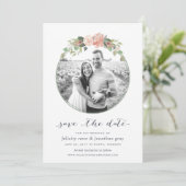 Midzomer Floral Foto Save the Date Kaart (Staand voorkant)