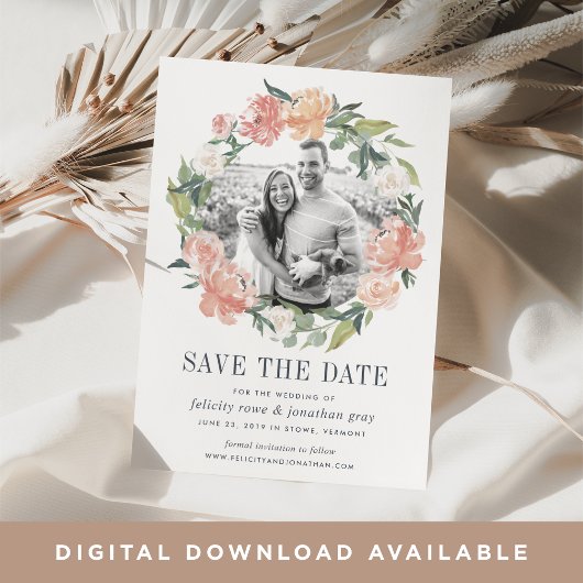 Midzomer Floral Foto Save the Date Kaart