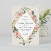 Midzomer Floral | Geometrische Lijsten bruiloft Folie Uitnodiging (Staand Voorkant)