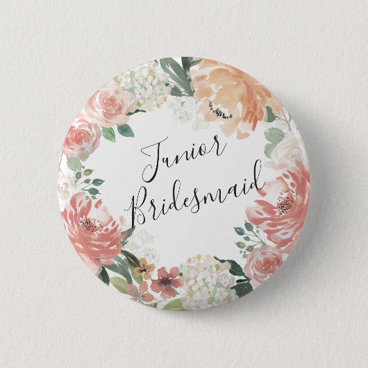 Midzomer Floral Junior Bridesmaid Ronde Button 5,7 Cm (Voorkant)