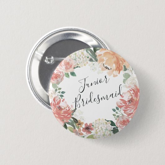 Midzomer Floral Junior Bridesmaid Ronde Button 5,7 Cm (Voorkant /achterkant)