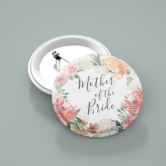 Midzomer Floral moeder van de Bride Ronde Button 5,7 Cm