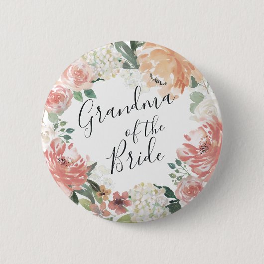 Midzomer Floral oma van de Bride Ronde Button 5,7 Cm (Voorkant)