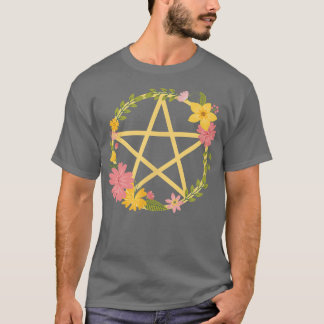 Midzomer Floral Pentacle Wiccan Pagan Cheeky Witc T-shirt