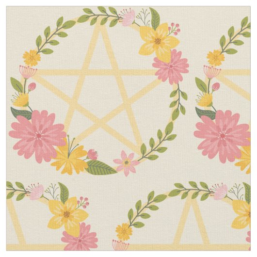 Midzomer Floral Pentacles Cheeky Witch® Fabric Stof (Close Up)