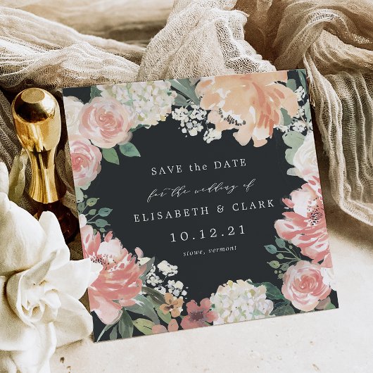 Midzomer Floral Square Save the Date Kaart