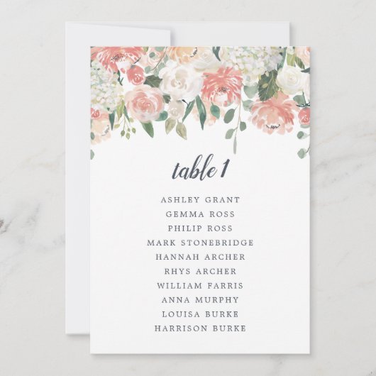 Midzomer Floral Table Seating Kaart (Voorkant)