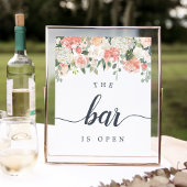 Midzomer Floral "The Bar is Open" Weddenschap Poster