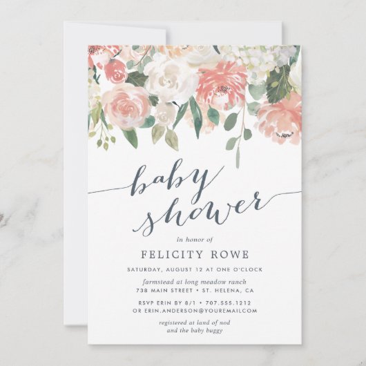 Midzomer Floral | Uitnodiging tot Baby shower (Voorkant)