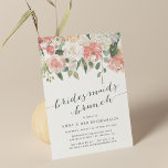 Midzomer Floral | Uitnodiging van Bridesmaid Brunc<br><div class="desc">De elegante en moderne bridesmaïde brunch-uitnodigingen voor bloemkool zijn voorzien van een bouquet zacht pastel waterverf rozen,  pinda's en hydrangeas in druppelroze,  perzik en crème met groene botanische bladeren en eucalyptus. Pas de brunch-gegevens van uw bruidsschatten aan in elegant rokerblauw dat met handgeschreven stijlkalligrafie is geaccentueerd.</div>