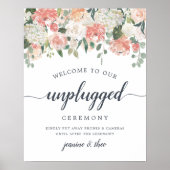 Midzomer Floral Unplugged Wedding Ceremony Sign Poster (Voorkant)
