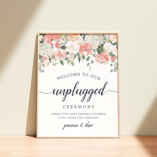 Midzomer Floral Unplugged Wedding Ceremony Sign Poster