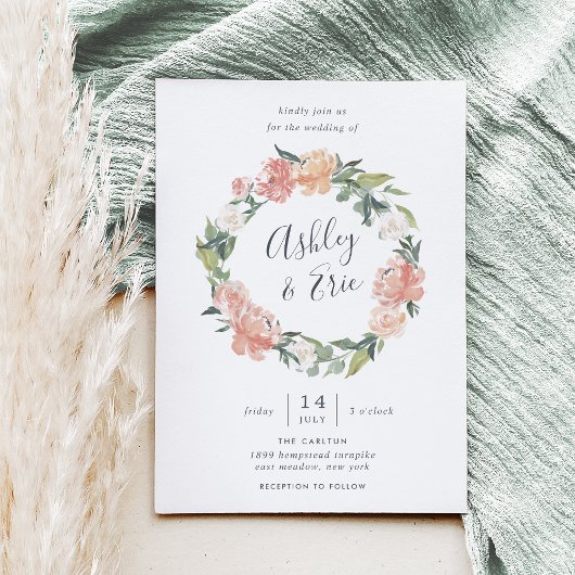 Midzomer | Floral Wreath Wedding Kaart