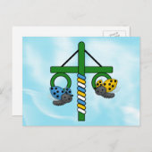 Midzomer Ladybugs Maypole Briefkaart (Voorkant / Achterkant)