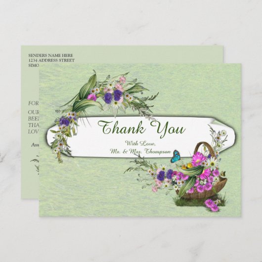 Midzomer lente bloemen dank u aankondigingskaart (Voorkant / Achterkant)