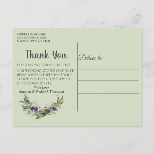 Midzomer lente bloemen dank u aankondigingskaart (Achterkant)