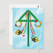 Midzomer lieveheersbeestje Maypole Briefkaart (Voorkant / Achterkant)