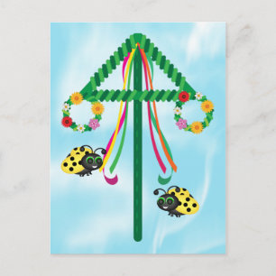 Midzomer lieveheersbeestje Maypole Briefkaart