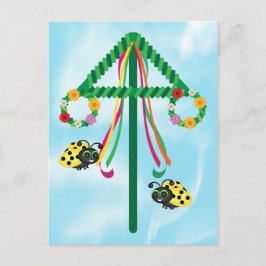 Midzomer lieveheersbeestje Maypole Briefkaart