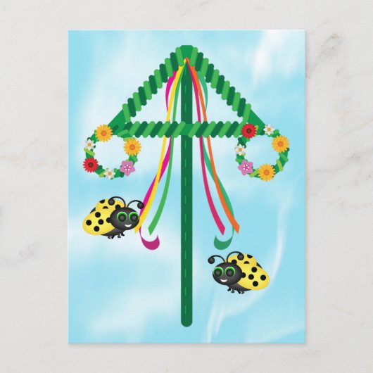 Midzomer lieveheersbeestje Maypole Briefkaart (Voorkant)