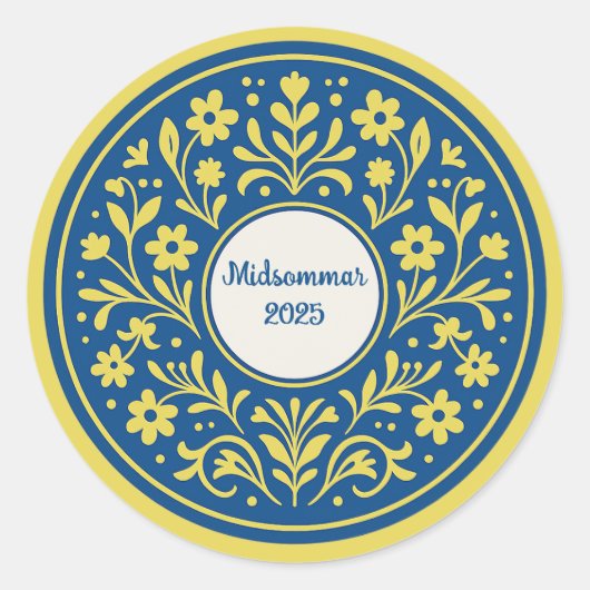 Midzomer - Midsommar Traditionele Zweedse Litha Ronde Sticker (Voorkant)