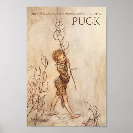 Midzomer Night's droom Puck Arthur Rackham Poster (Voorkant)