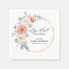Midzomer Peach Pastel Pink Floral Vrijgezellenfees Servet