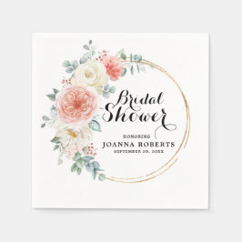 Midzomer Peach Pastel Pink Floral Vrijgezellenfees Servet
