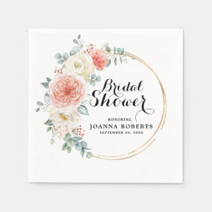 Midzomer Peach Pastel Pink Floral Vrijgezellenfees Servet