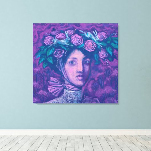 Midzomer-Pet, Summer Fantasy Surreal Portret Art Canvas Afdruk (Insitu (Houten vloer))