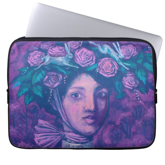 Midzomer-Pet, Summer Fantasy Surreal Portret Art Laptop Sleeve (Voorkant)